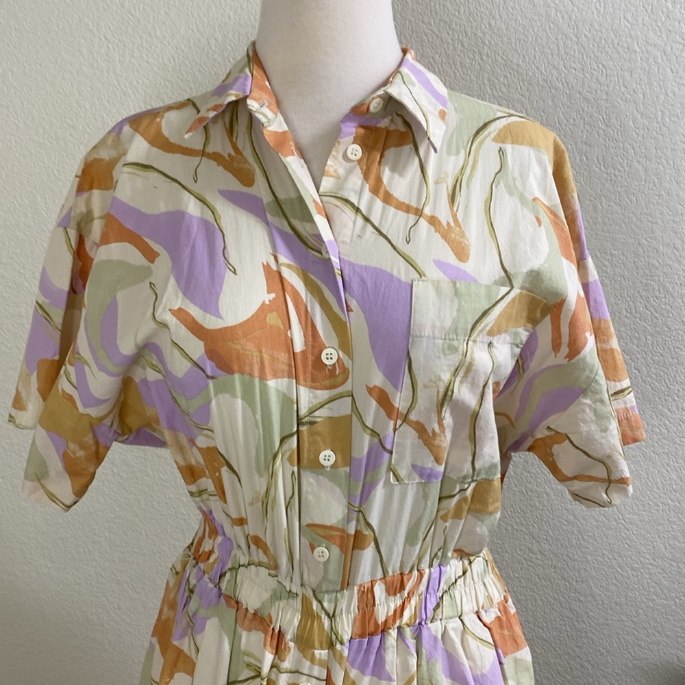 ASOS Romper Shorts Button Up Pastel Abstract Print - Picture 2 of 4